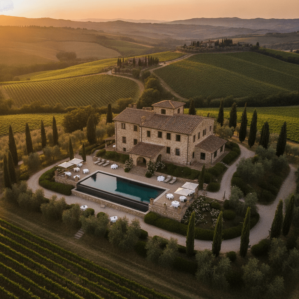 Villa Serenità aerial view